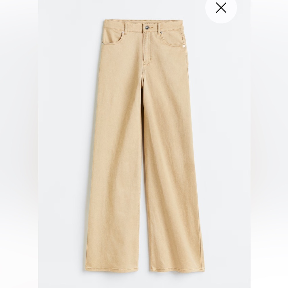 H&M Tan Beige Wide Leg Twill Pants